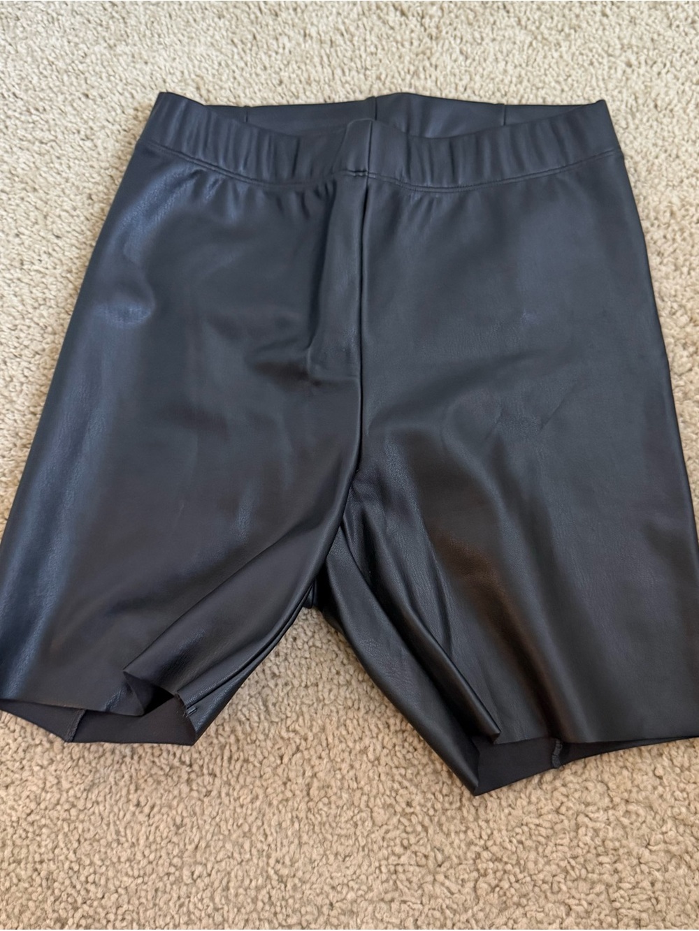 SKIMS Black Faux Leather Bike Shorts